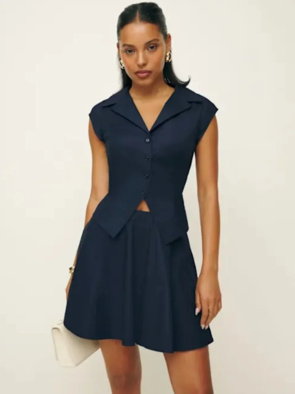 Reformation Chrissa Two Piece Navy - Size 10